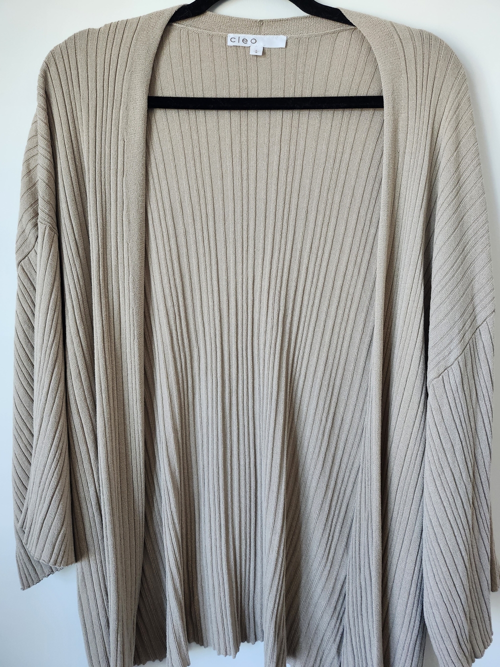 Tan Ribbed Open-Front Sweater Cardigan - Picture 5 of 9